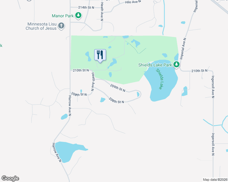 map of restaurants, bars, coffee shops, grocery stores, and more near 7651 209th St N in Forest Lake