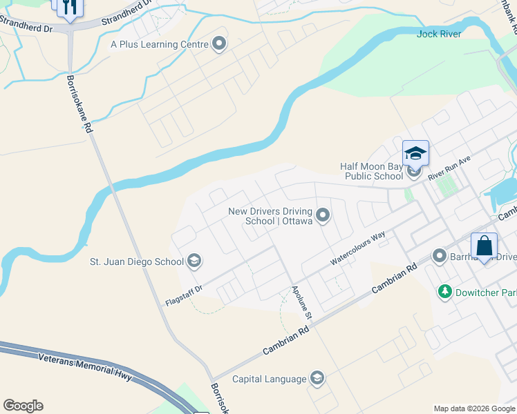 map of restaurants, bars, coffee shops, grocery stores, and more near 1013 Apolune Street in Ottawa