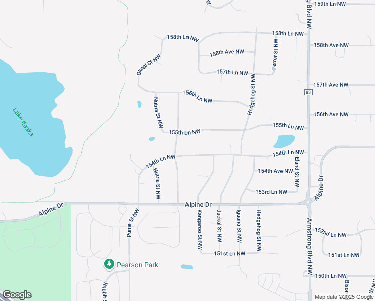map of restaurants, bars, coffee shops, grocery stores, and more near 8421 154th Lane Northwest in Ramsey