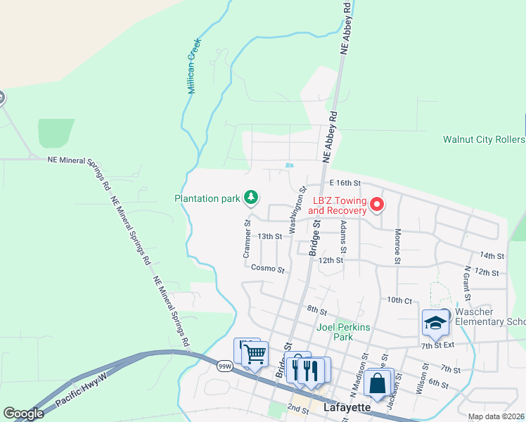 map of restaurants, bars, coffee shops, grocery stores, and more near 1455 Abbey Lane in Lafayette
