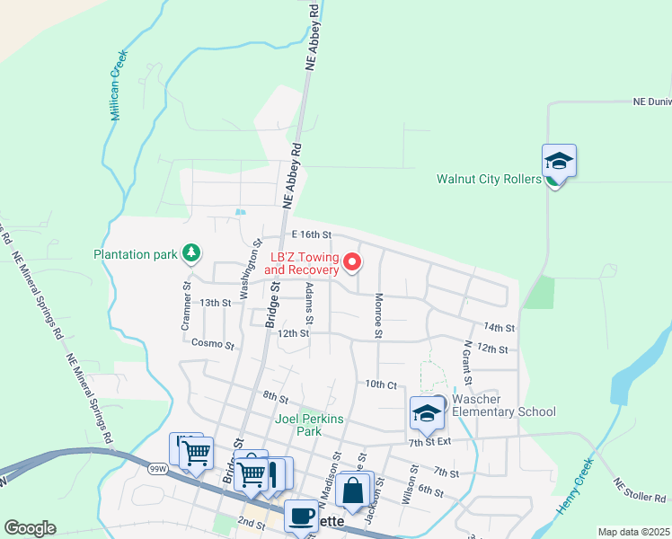 map of restaurants, bars, coffee shops, grocery stores, and more near 1428 North Jefferson Street in Lafayette