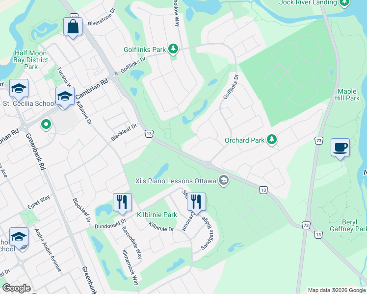 map of restaurants, bars, coffee shops, grocery stores, and more near in Ottawa