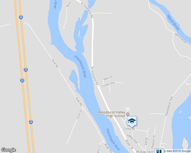 map of restaurants, bars, coffee shops, grocery stores, and more near 69 Water Street in Howland