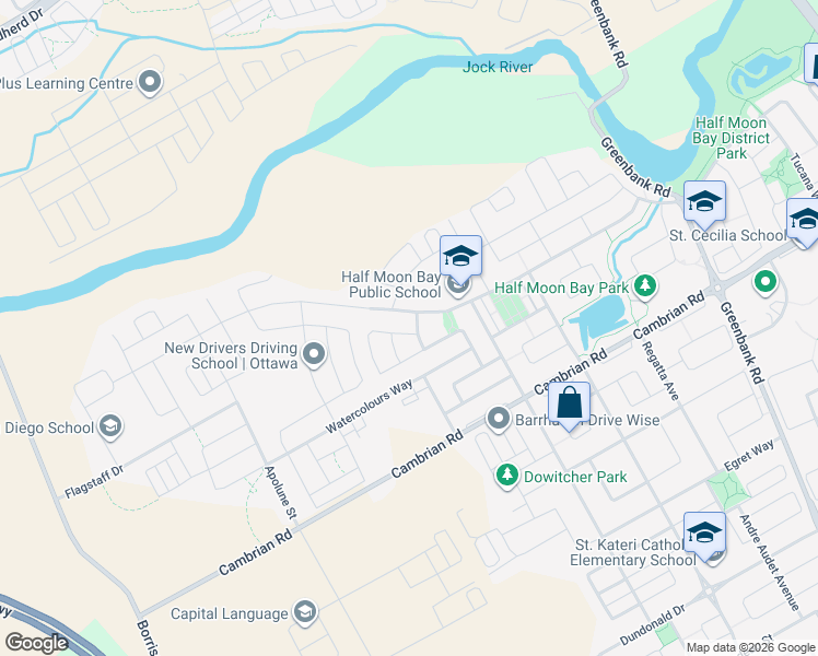 map of restaurants, bars, coffee shops, grocery stores, and more near 561 Chimney Corner Terrace in Ottawa