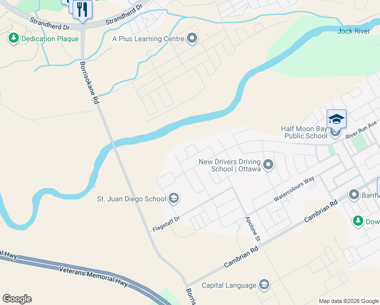 map of restaurants, bars, coffee shops, grocery stores, and more near 845 Snap Hook Crescent in Ottawa