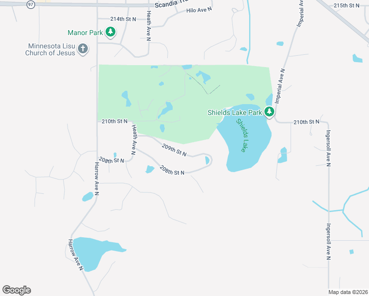 map of restaurants, bars, coffee shops, grocery stores, and more near 7720 209th Street North in Forest Lake
