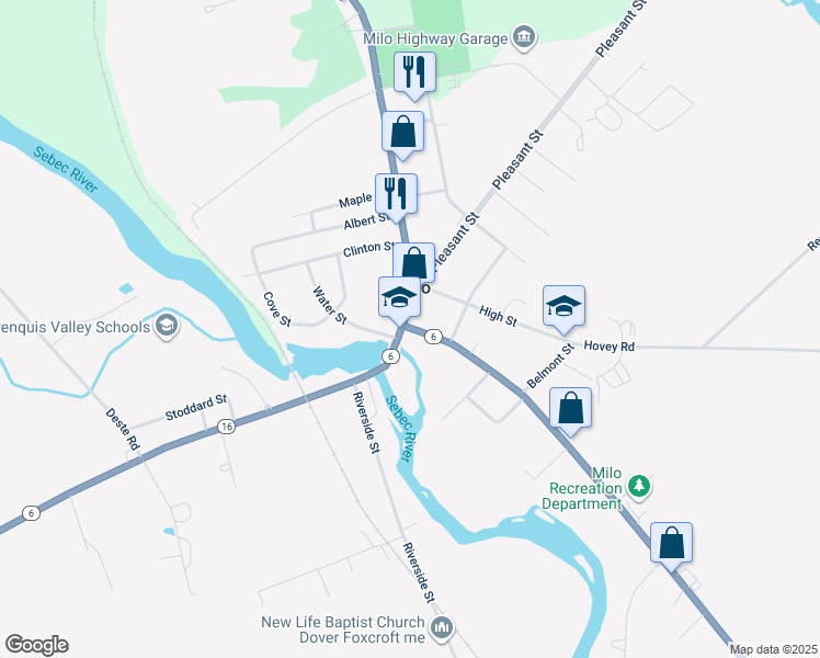 map of restaurants, bars, coffee shops, grocery stores, and more near in Milo