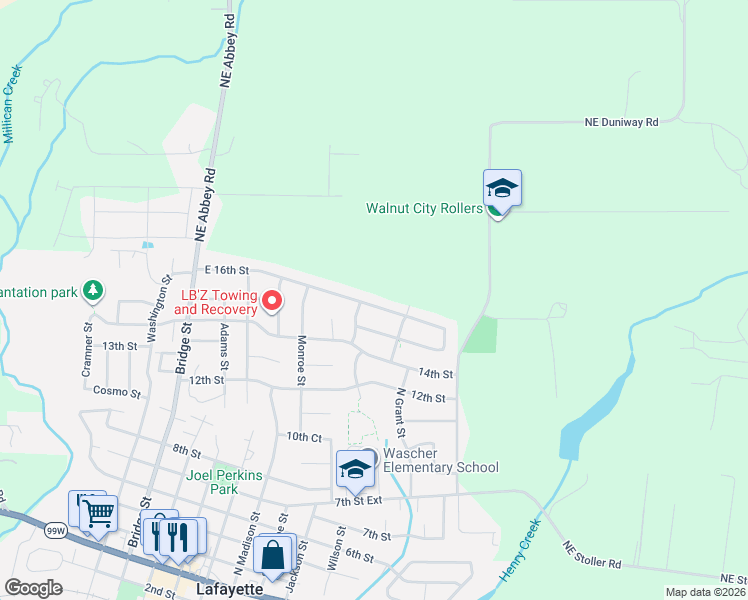 map of restaurants, bars, coffee shops, grocery stores, and more near 928 East 16th Street in Lafayette