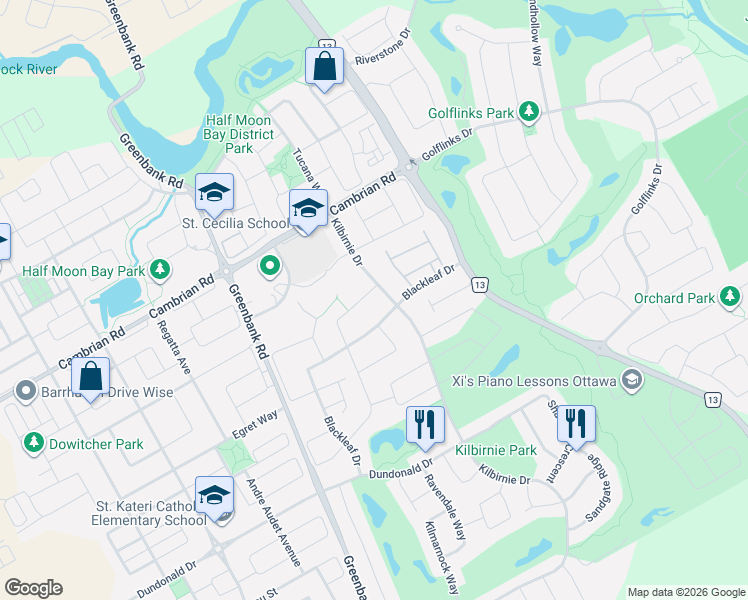 map of restaurants, bars, coffee shops, grocery stores, and more near in Ottawa