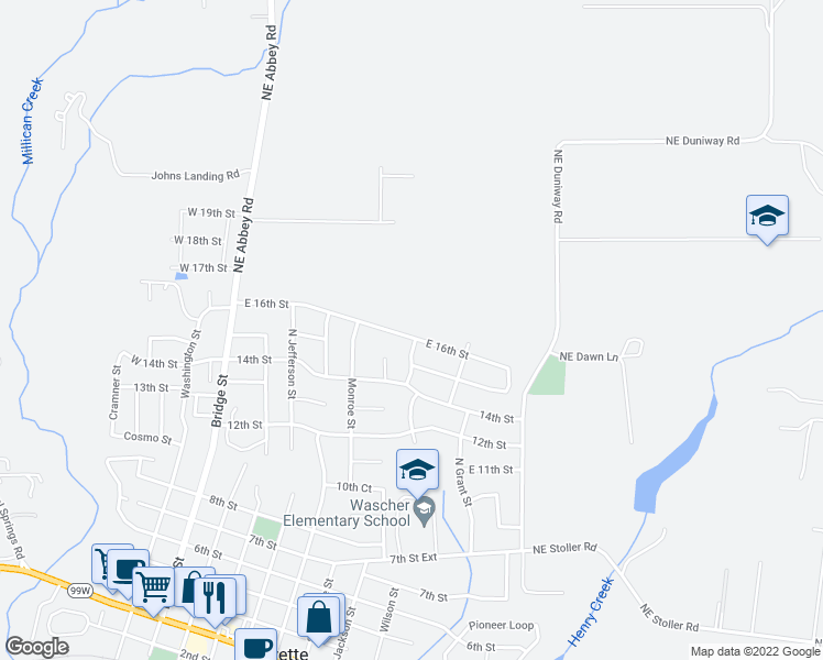 map of restaurants, bars, coffee shops, grocery stores, and more near 907 East 16th Street in Lafayette