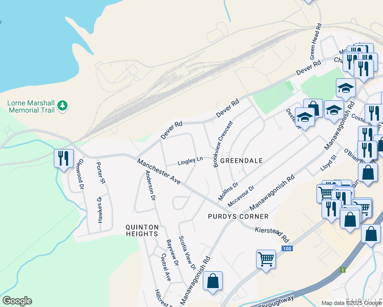map of restaurants, bars, coffee shops, grocery stores, and more near 67 Sunset Drive in Saint John