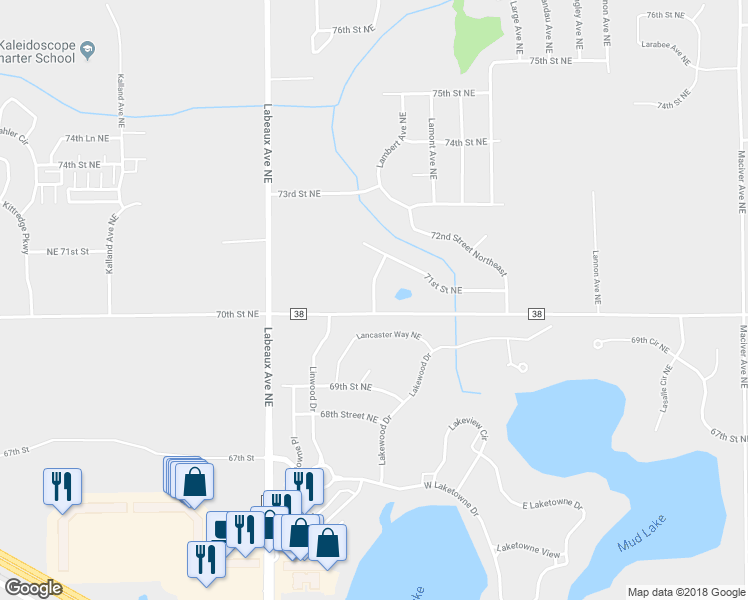 map of restaurants, bars, coffee shops, grocery stores, and more near 7001 Lambert Lane Northeast in Otsego