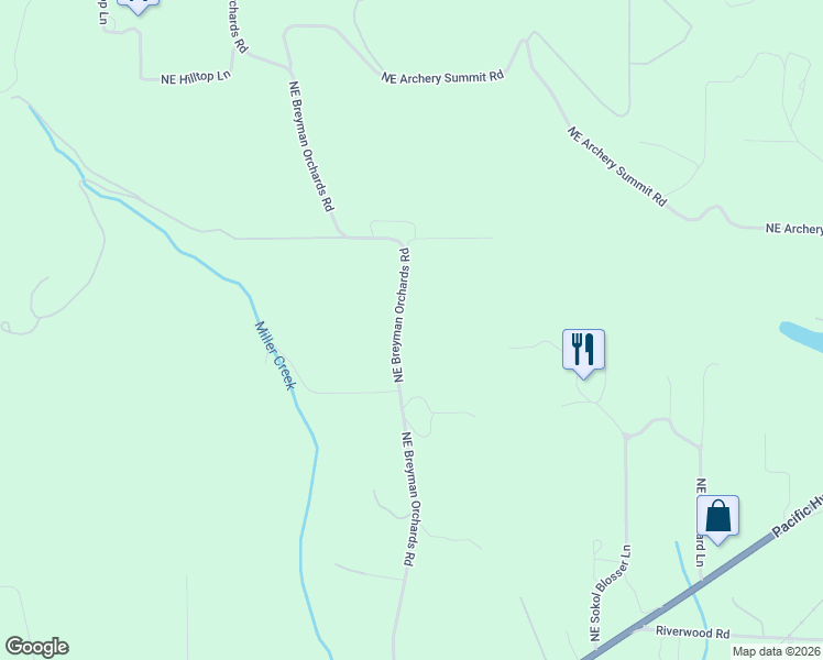 map of restaurants, bars, coffee shops, grocery stores, and more near 5100 Northeast Breyman Orchards Road in Dayton