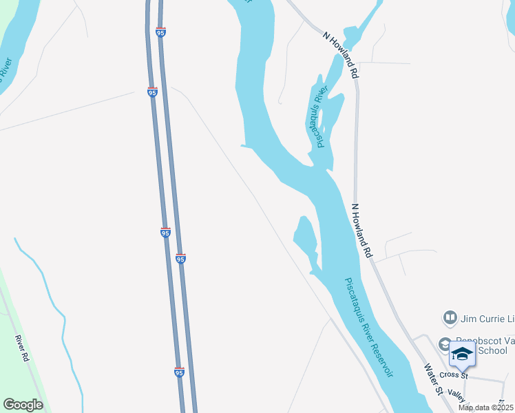 map of restaurants, bars, coffee shops, grocery stores, and more near 36 River Road in Howland