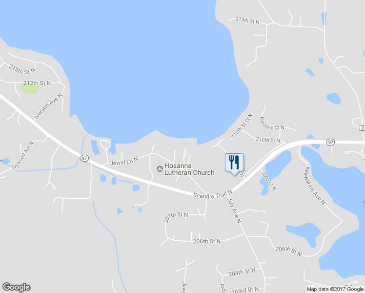 map of restaurants, bars, coffee shops, grocery stores, and more near 9432 Jewel Lane North in Forest Lake