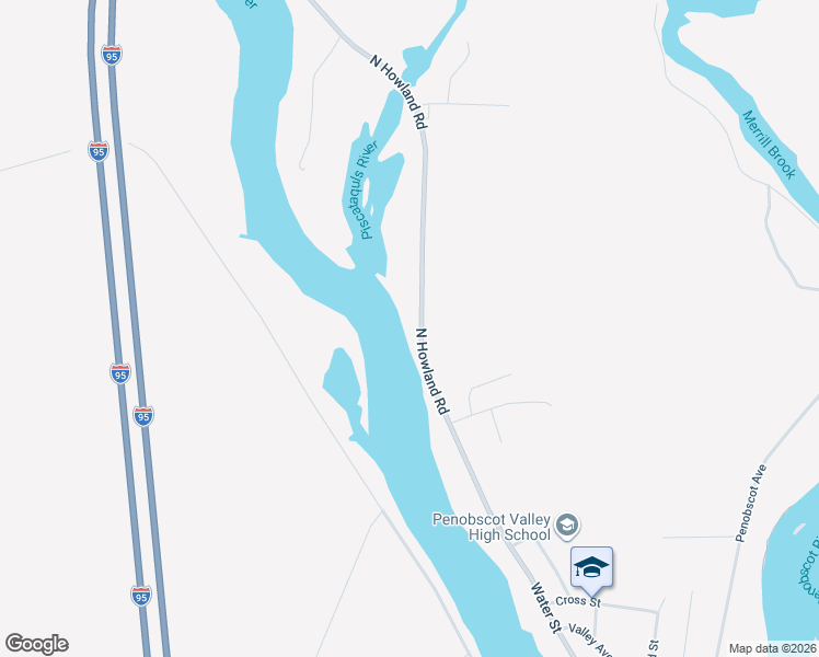 map of restaurants, bars, coffee shops, grocery stores, and more near 61 Water Street in Howland