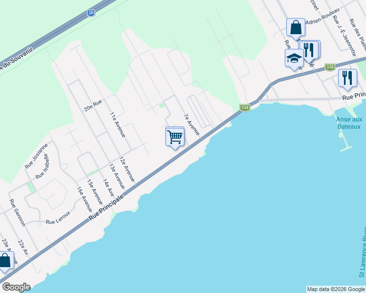 map of restaurants, bars, coffee shops, grocery stores, and more near 336 Rue Principale in Saint-Zotique