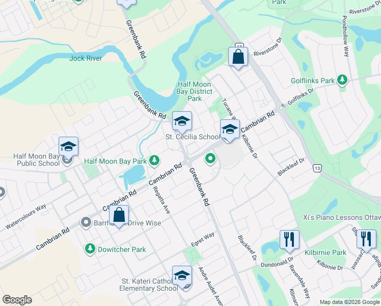 map of restaurants, bars, coffee shops, grocery stores, and more near 232 Shanly Private in Ottawa