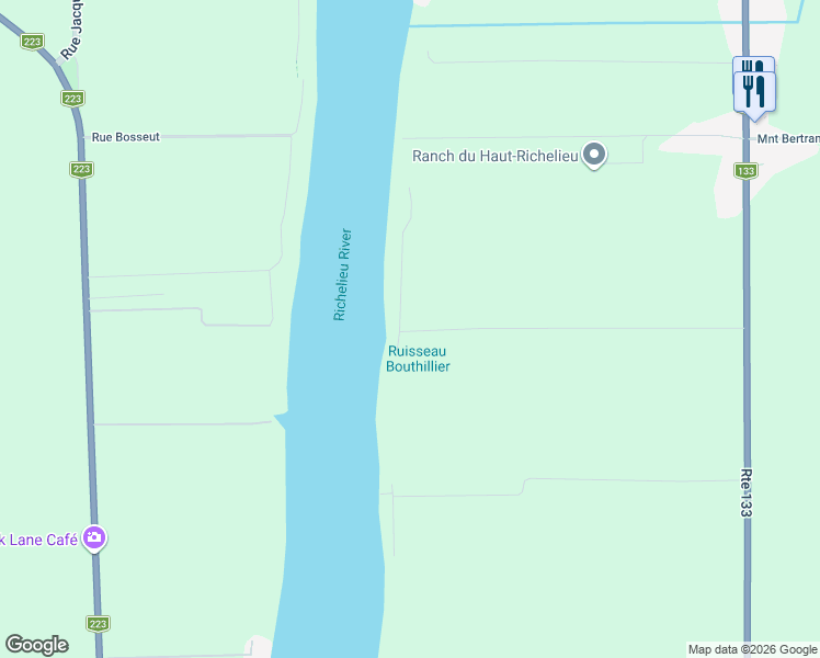 map of restaurants, bars, coffee shops, grocery stores, and more near 17 5e Avenue in Sabrevois