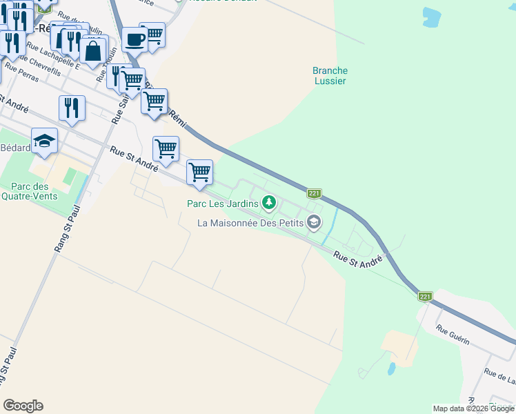 map of restaurants, bars, coffee shops, grocery stores, and more near 926 Rue de la Bruyère in Saint-Rã©Mi