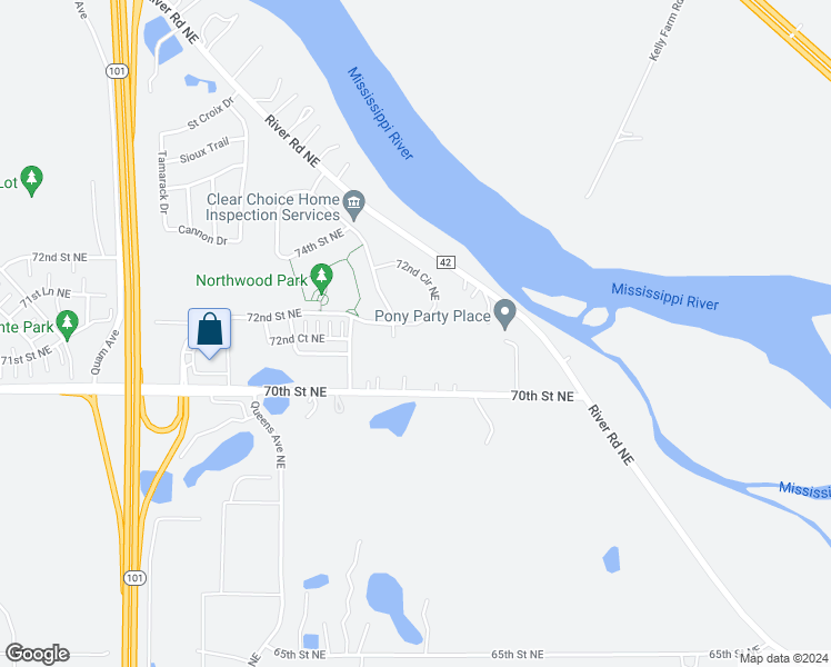 map of restaurants, bars, coffee shops, grocery stores, and more near 16769 72nd Circle Northeast in Otsego