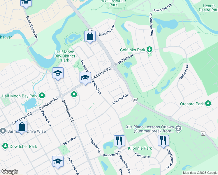 map of restaurants, bars, coffee shops, grocery stores, and more near in Ottawa