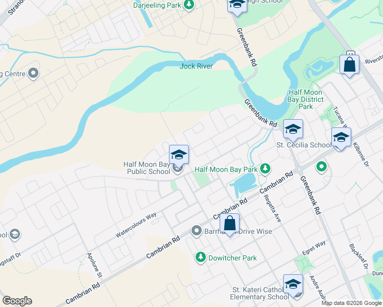 map of restaurants, bars, coffee shops, grocery stores, and more near 302 River Landing Avenue in Ottawa