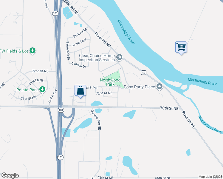 map of restaurants, bars, coffee shops, grocery stores, and more near 16650 71st. St Ne in Otsego