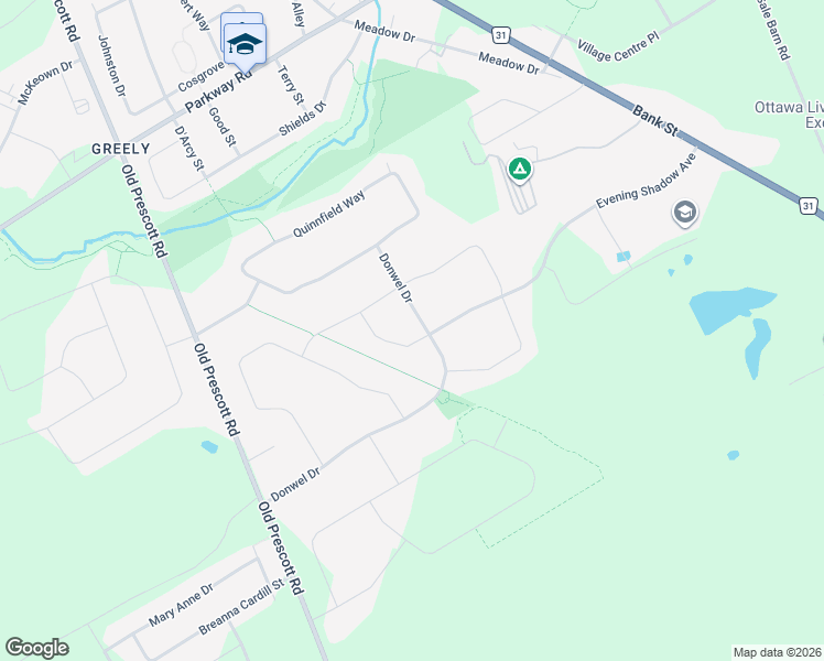 map of restaurants, bars, coffee shops, grocery stores, and more near 1591 Stephanie Anne Drive in Ottawa