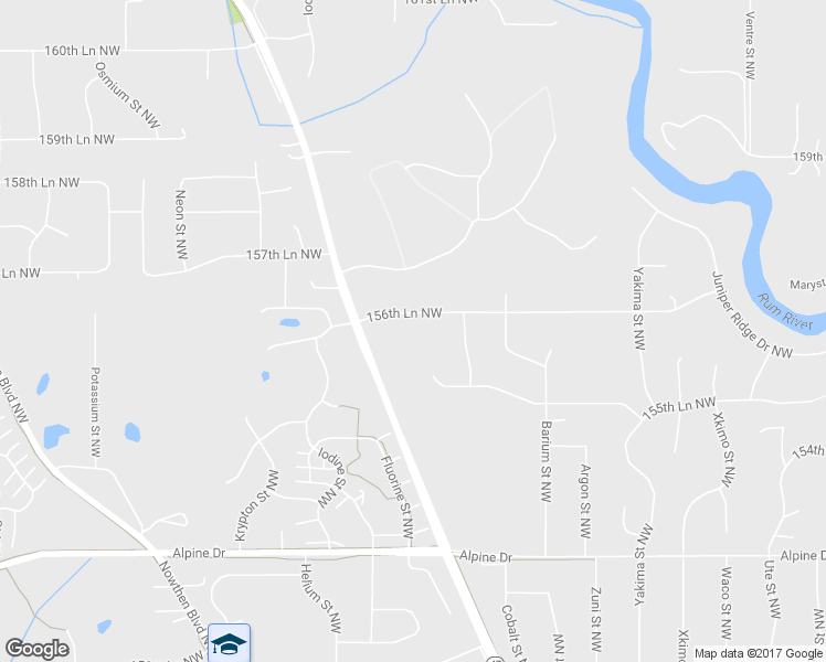 map of restaurants, bars, coffee shops, grocery stores, and more near 5530 156th Lane Northwest in Ramsey