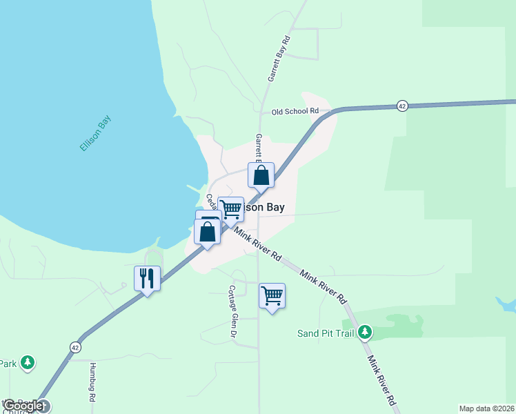 map of restaurants, bars, coffee shops, grocery stores, and more near in Ellison Bay
