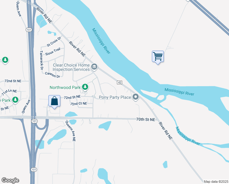 map of restaurants, bars, coffee shops, grocery stores, and more near 16782 72nd Circle Northeast in Otsego