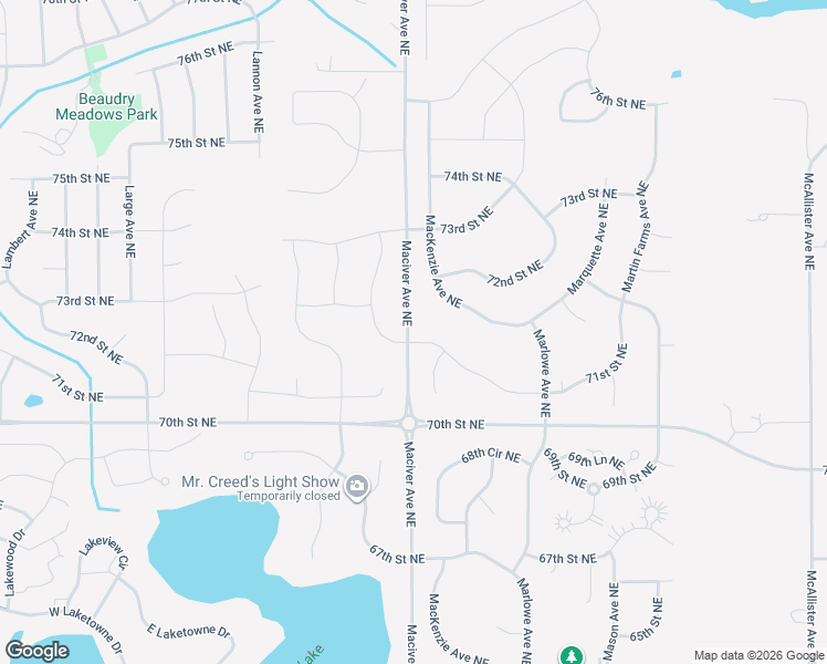 map of restaurants, bars, coffee shops, grocery stores, and more near 7156 Maciver Avenue Northeast in Otsego
