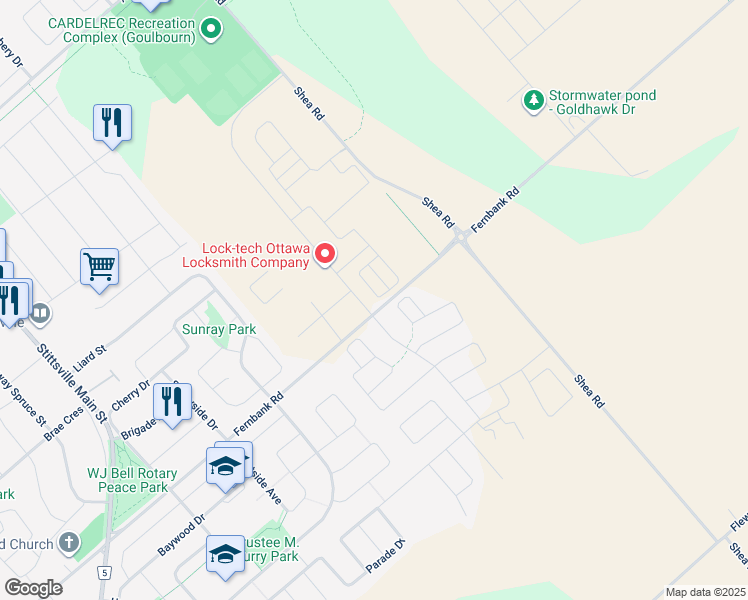 map of restaurants, bars, coffee shops, grocery stores, and more near in Ottawa