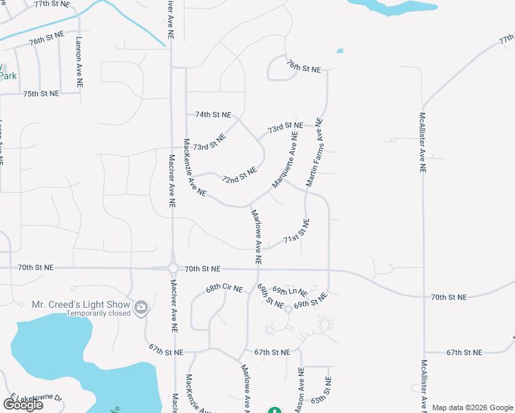 map of restaurants, bars, coffee shops, grocery stores, and more near 7156 Marquette Avenue Northeast in Otsego