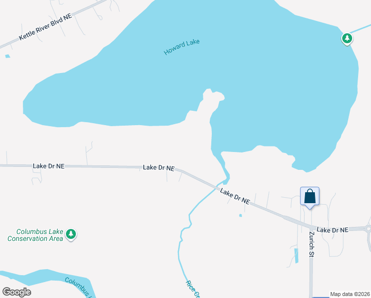 map of restaurants, bars, coffee shops, grocery stores, and more near 8711 Lake Drive Northeast in Forest Lake