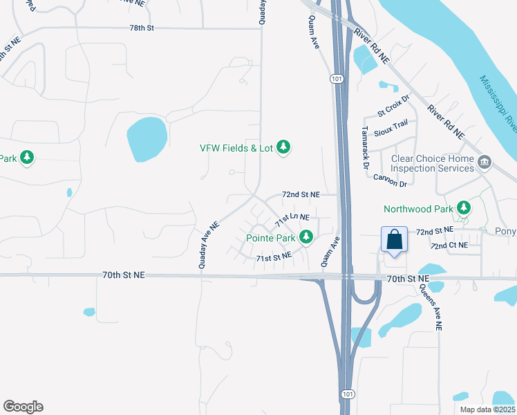 map of restaurants, bars, coffee shops, grocery stores, and more near 7166 Quarry Avenue Northeast in Elk River