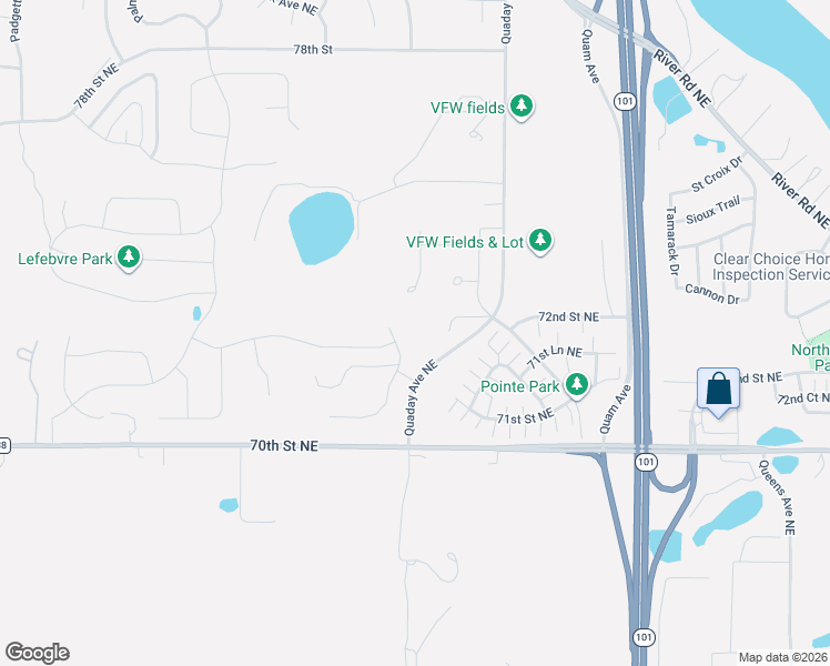 map of restaurants, bars, coffee shops, grocery stores, and more near 7349 Quaday Ave NE in Elk River