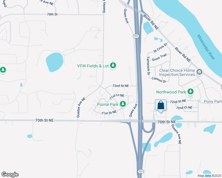 map of restaurants, bars, coffee shops, grocery stores, and more near 16049 72nd Street Northeast in Otsego
