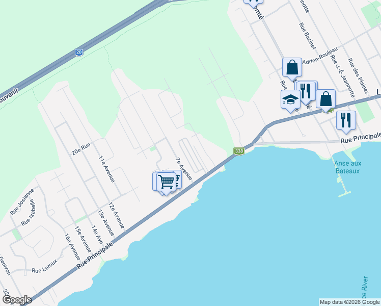 map of restaurants, bars, coffee shops, grocery stores, and more near 250 Rue Principale in Les Coteaux