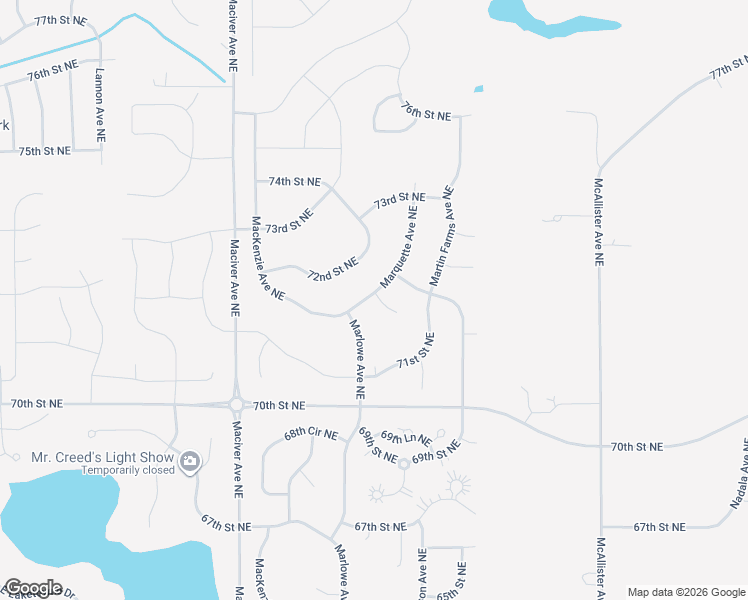 map of restaurants, bars, coffee shops, grocery stores, and more near 7156 Marquette Avenue Northeast in Otsego