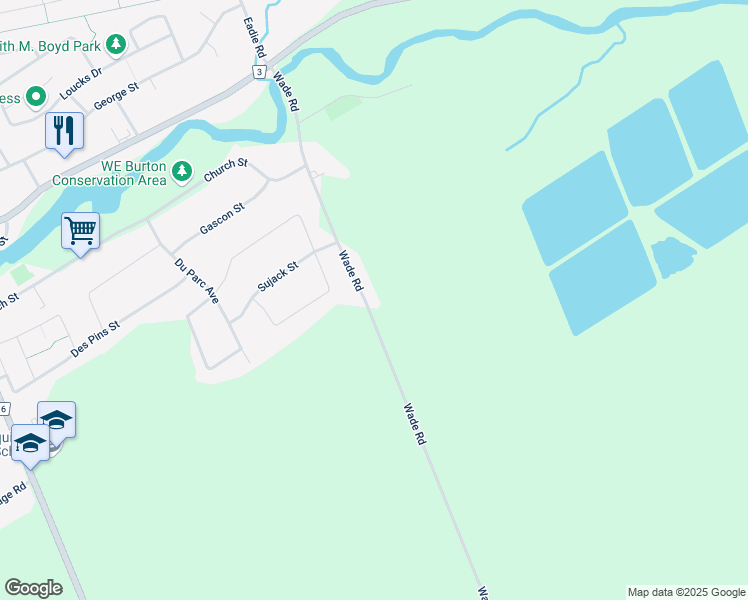 map of restaurants, bars, coffee shops, grocery stores, and more near 1263 Wade Road in Russell