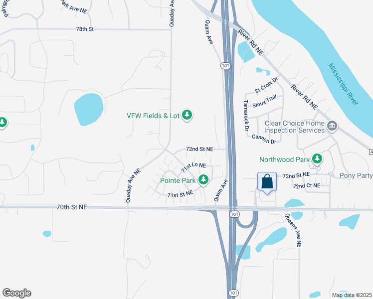 map of restaurants, bars, coffee shops, grocery stores, and more near 16065 72nd Street Northeast in Elk River