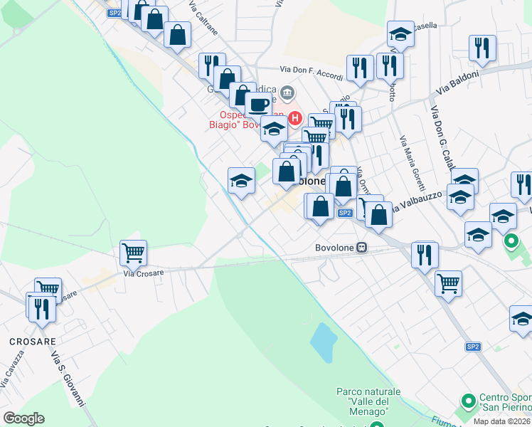 map of restaurants, bars, coffee shops, grocery stores, and more near 5 Via Giordani in Bovolone