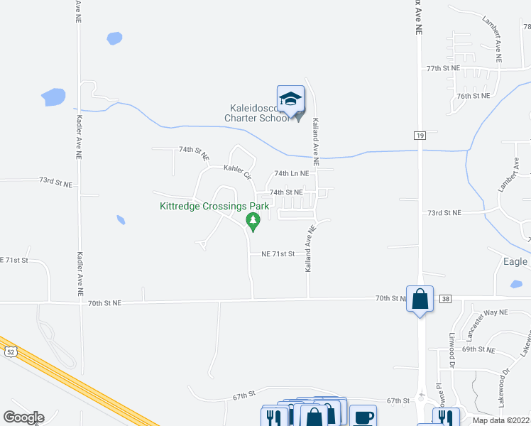 map of restaurants, bars, coffee shops, grocery stores, and more near 10543 73rd Lane Northeast in Otsego