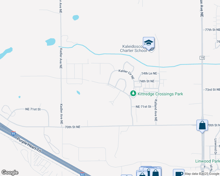 map of restaurants, bars, coffee shops, grocery stores, and more near 10337 Kittredge Parkway in Otsego