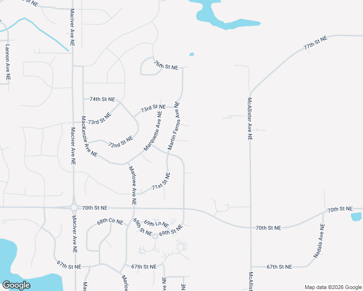 map of restaurants, bars, coffee shops, grocery stores, and more near 12439 72nd Street Northeast in Otsego