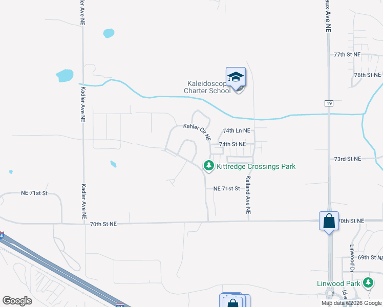 map of restaurants, bars, coffee shops, grocery stores, and more near 7242 Kittredge Circle Northeast in Otsego