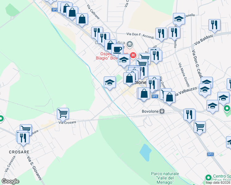 map of restaurants, bars, coffee shops, grocery stores, and more near 5 Via Igino Giordani in Bovolone