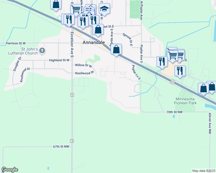 map of restaurants, bars, coffee shops, grocery stores, and more near 200 Ash Street in Annandale